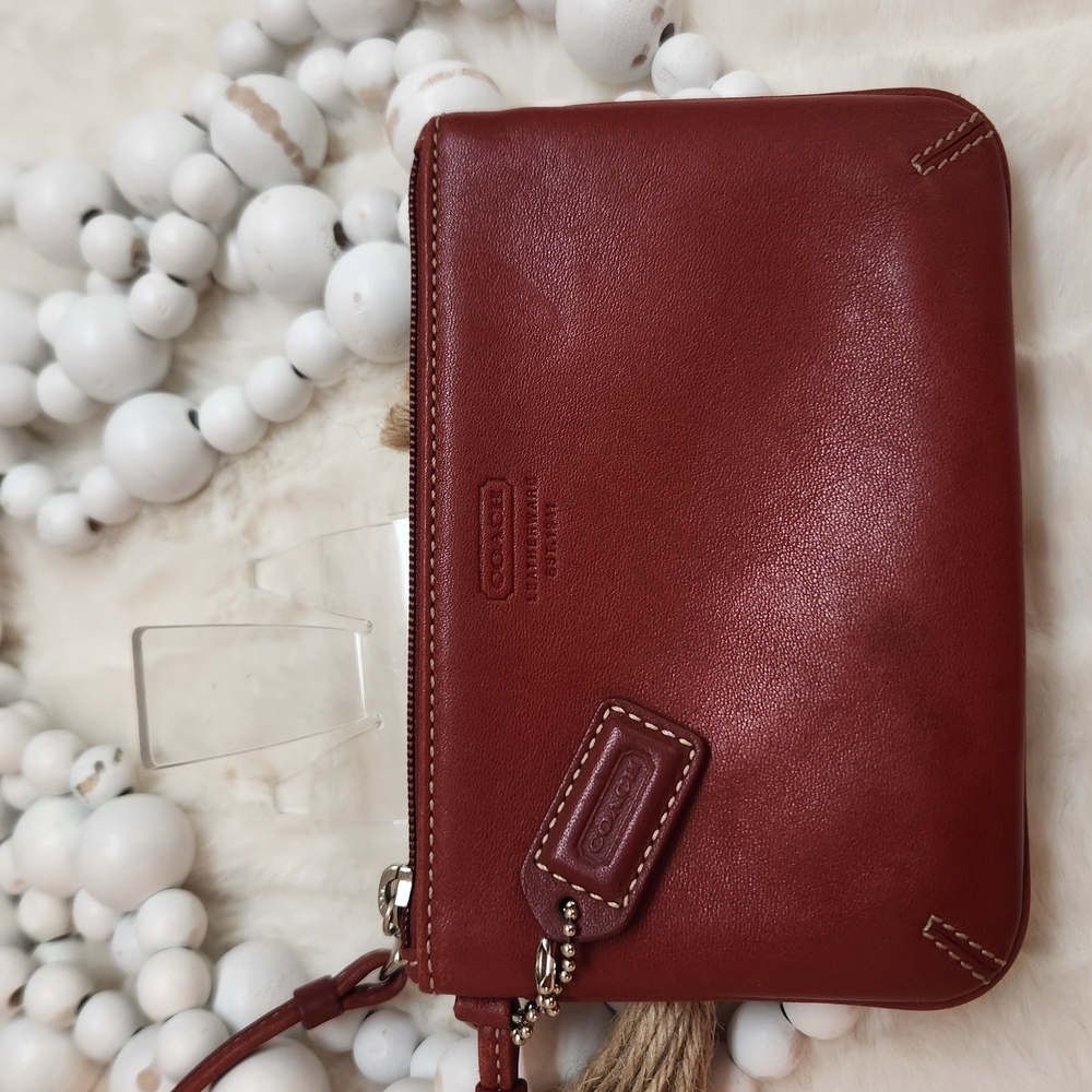 Coach Red Leather Wristlet - Picture 4 of 15